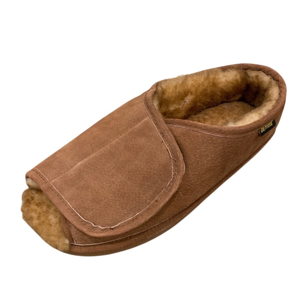 Old Friend Adjustable Wrap Slippers M12-13 Leather Sheepskin Cabin Core Mens